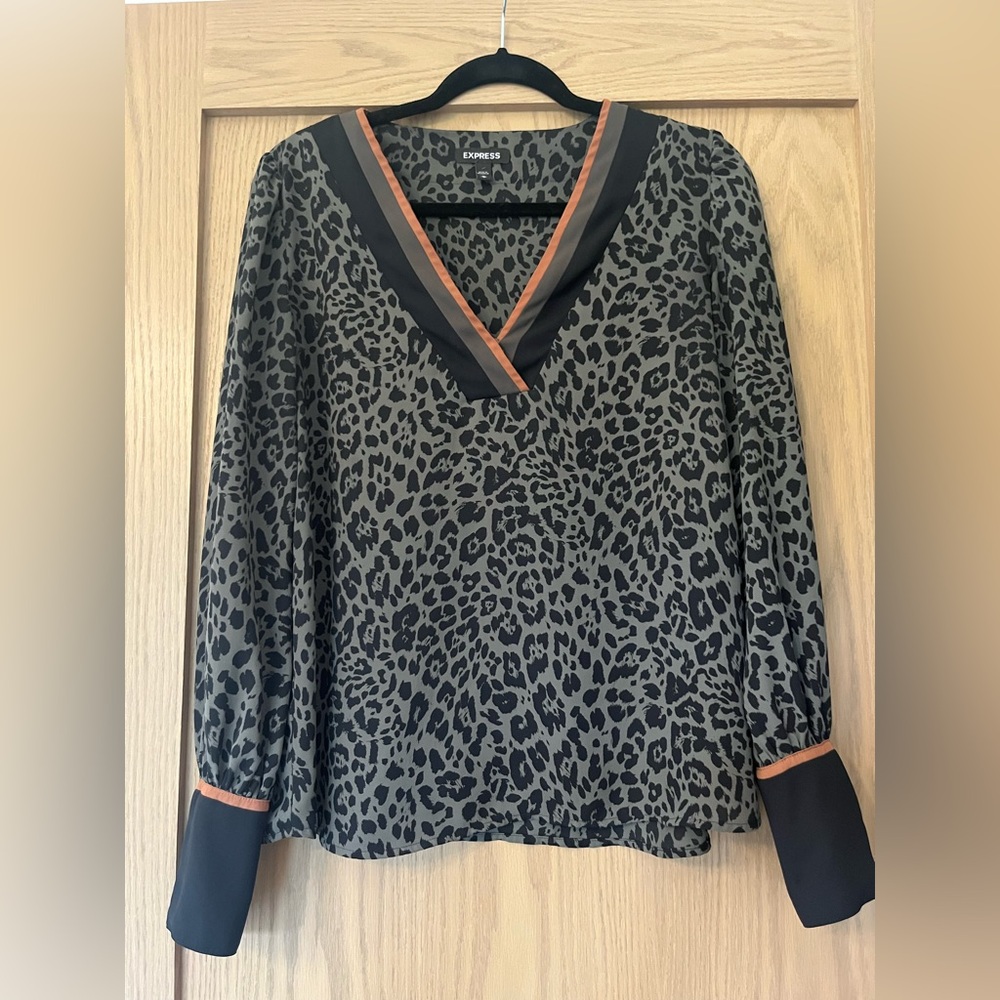 Express Green Animal Print Blouse | Size M